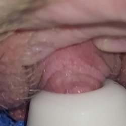 Closeup of my big clit fucking a suction toy